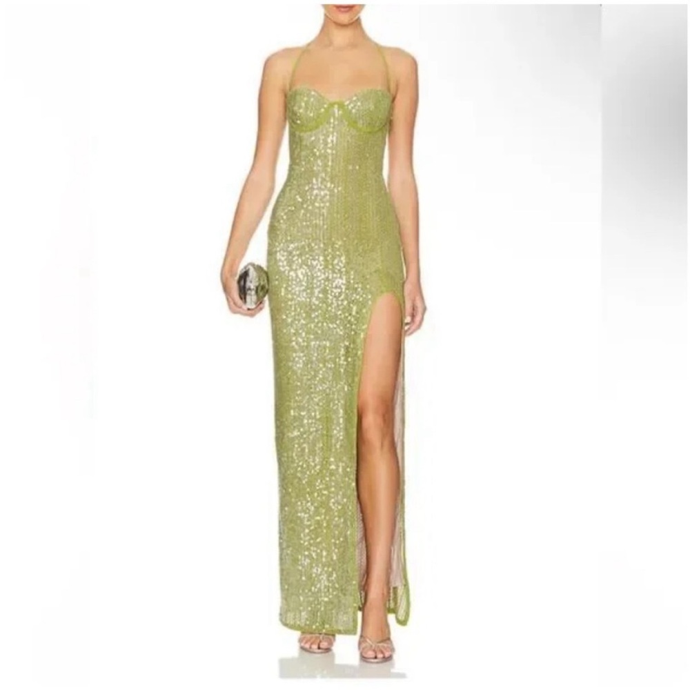 REVOLVE Lime Sequin Maxi Dress